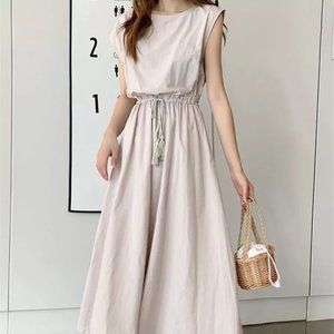 NWT Cotton Neutral Minimalist Maxi Dress